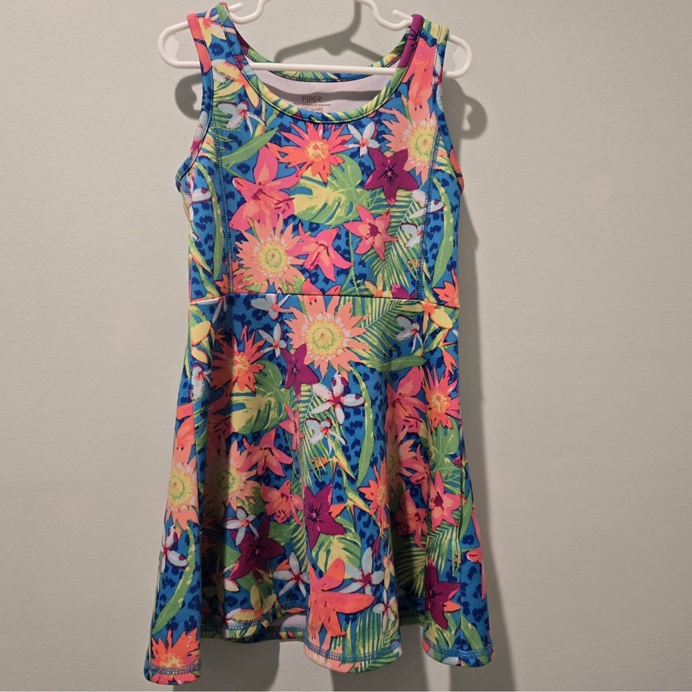 Piper Colorful Floral Sleeveless Dress‎ Hawaiian Girls Size 6/6X Sundress